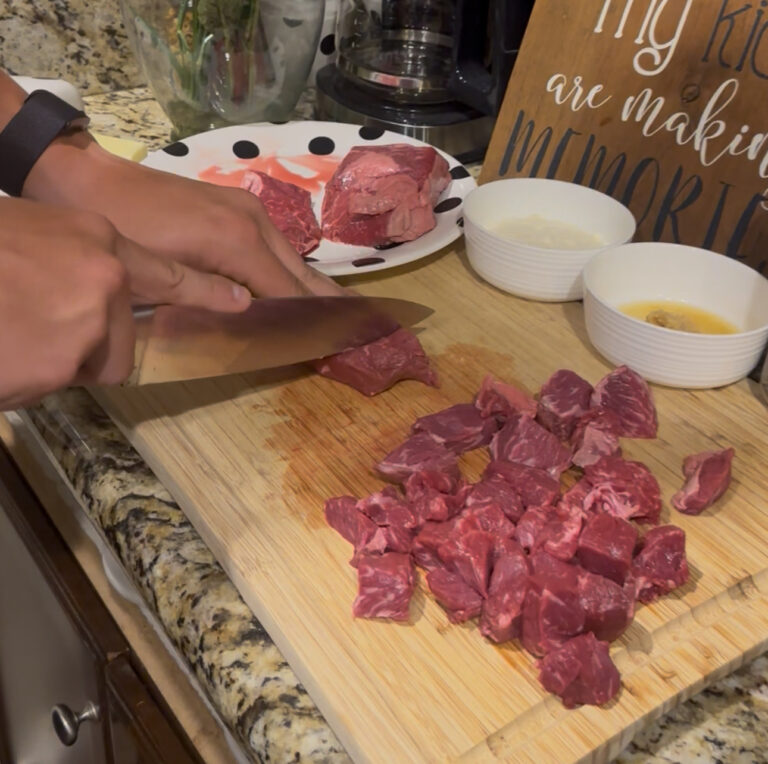 Seared Wagyu Top Sirloin Steak Bites in Creamy Garlic Butter Parmesan Sauce