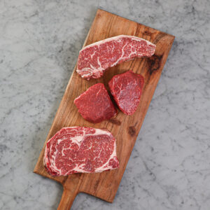 Steak Flight Bundle by Hook and Cleaver Ranch featuring New York, Ribeye, Filet Mignon.
